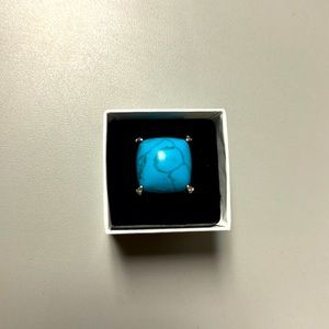 David Yurman Sterling Silver Chatelaine 20mm Ring Turquoise Diamonds Sz 6.5